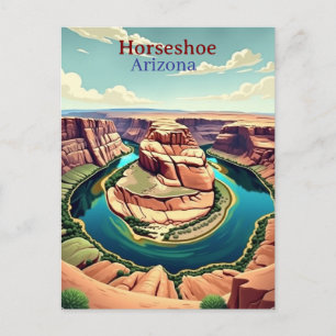 Postal Ilustración de viaje vintage Horseshoe Bend Arizon