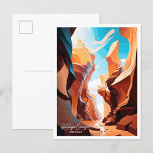Postal Ilustracion de viajes Antelope Canyon Arizona