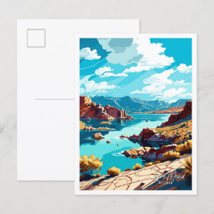 Postal Ilustracion de viajes Art Vintage Lake Mead Arizon