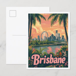 Postal Ilustracion de viajes artístico de Brisbane Austra
