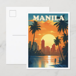 Postal Ilustracion de viajes artístico de Filipinas en Ma