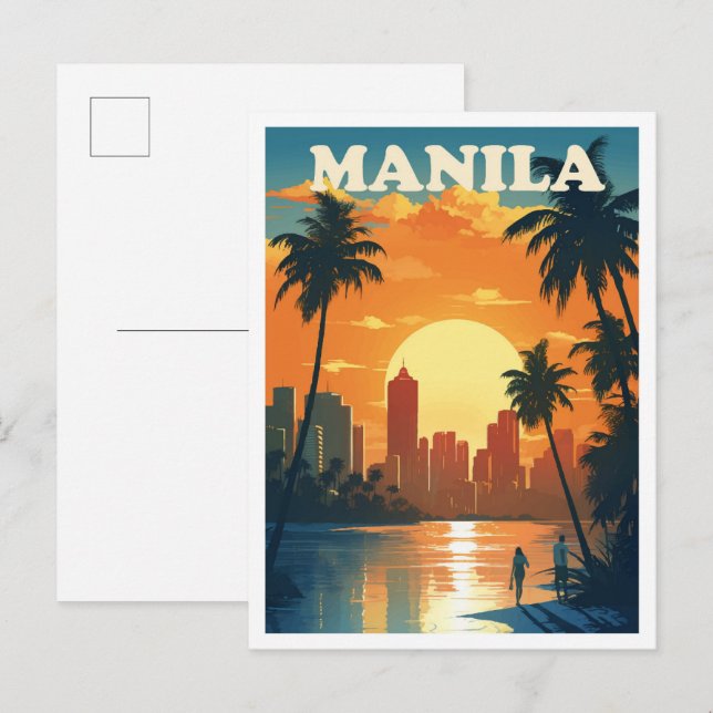 Postal Ilustracion de viajes artístico de Filipinas en Ma (Anverso / Reverso)