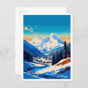 Postal Ilustracion de viajes artístico de Morzine France