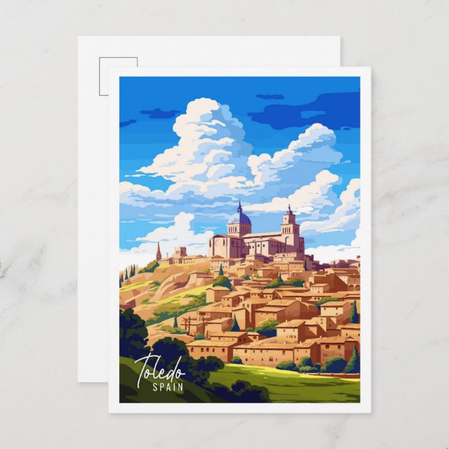 Postal Ilustracion de viajes artístico de Toledo España (Anverso / Reverso)
