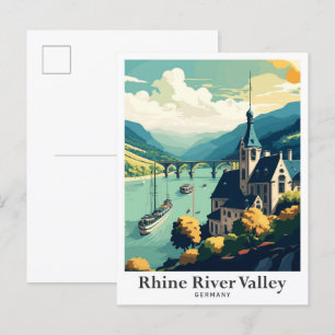 Postal Ilustracion de viajes artístico del valle del río