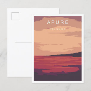 Postal Ilustracion de viajes artístico vintage de Apure V