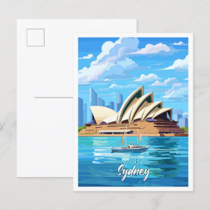 Postal Ilustracion de viajes artísticos de Australia en S