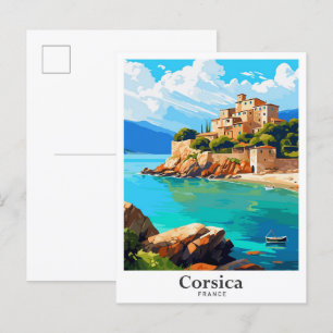 Postal Ilustracion de viajes artísticos de Córcega France