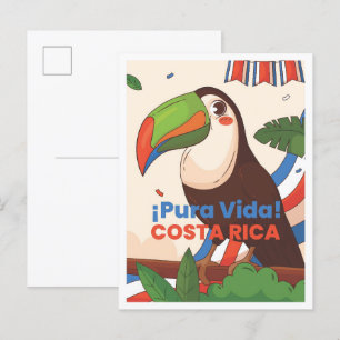 Postal Ilustracion de viajes artísticos de Costa Rica