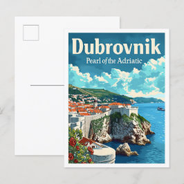 Postal Ilustracion de viajes artísticos de Dubrovnik Croa