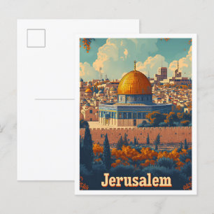 Postal Ilustracion de viajes artísticos de Jerusalén