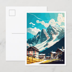 Postal Ilustracion de viajes artísticos de Lech Austria