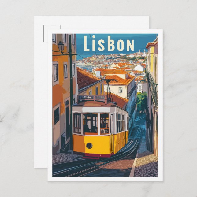 Postal Ilustracion de viajes artísticos de Lisboa Portuga (Anverso / Reverso)