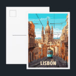 Postal Ilustracion de viajes artísticos de Lisboa Portuga<br><div class="desc">Ilustracion de viaje Art Vintage de Lisboa Portugal</div>