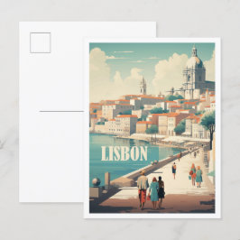 Postal Ilustracion de viajes artísticos de Lisboa Portuga