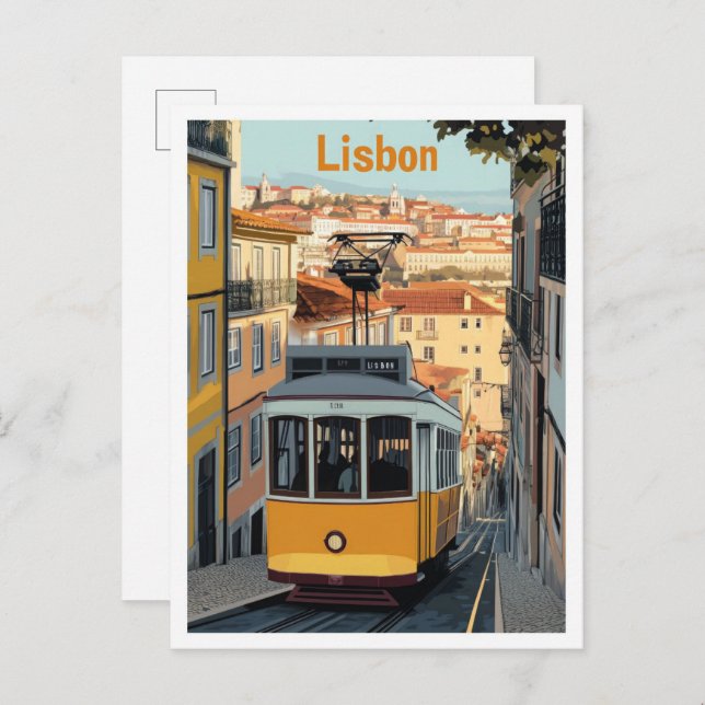 Postal Ilustracion de viajes artísticos de Lisboa Portuga (Anverso / Reverso)