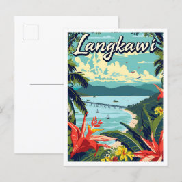 Postal Ilustracion de viajes artísticos de Malasia en Lan