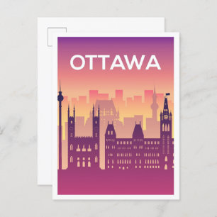 Postal Ilustracion de viajes artísticos de Ottawa Canada