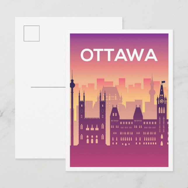 Postal Ilustracion de viajes artísticos de Ottawa Canada (Anverso / Reverso)