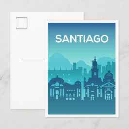 Postal Ilustracion de viajes artísticos de Santiago de Ch