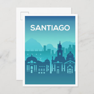 Postal Ilustracion de viajes artísticos de Santiago de Ch