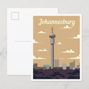 Postal Ilustracion de viajes artísticos de Sudáfrica en J