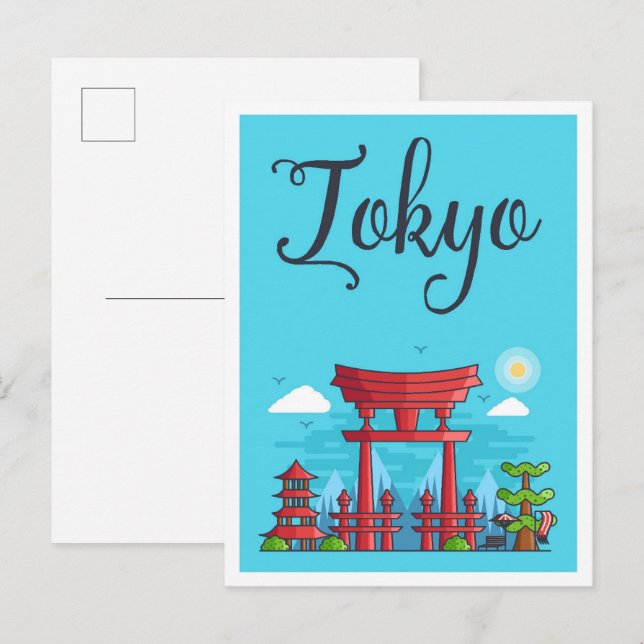 Postal Ilustracion de viajes artísticos de Tokio (Anverso / Reverso)