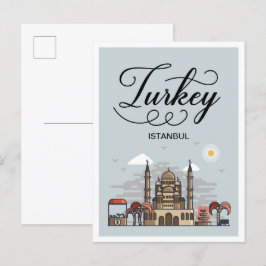 Postal Ilustracion de viajes artísticos de Turquía en Est