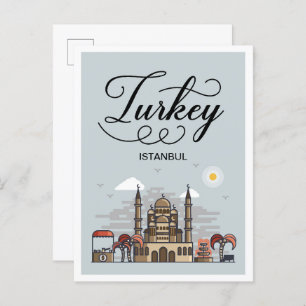Postal Ilustracion de viajes artísticos de Turquía en Est