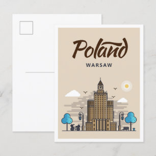 Postal Ilustracion de viajes artísticos de Varsovia Polon