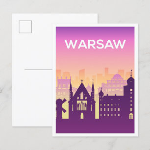 Postal Ilustracion de viajes artísticos de Varsovia Polon