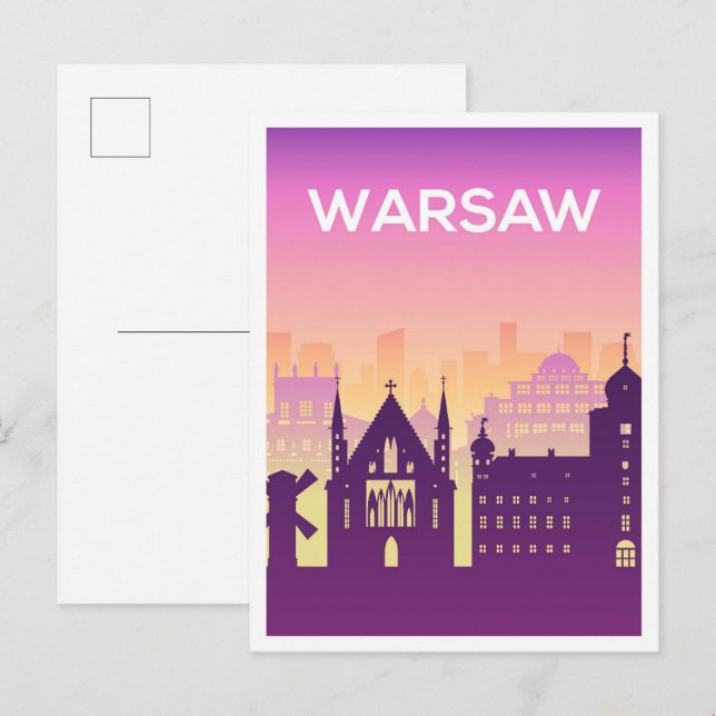 Postal Ilustracion de viajes artísticos de Varsovia Polon (Anverso / Reverso)