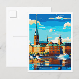 Postal Ilustracion de viajes artísticos en Suecia de Esto