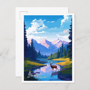 Postal Ilustracion de viajes Banff National Park Canada
