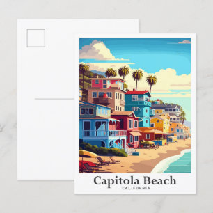 Postal Ilustracion de viajes Capitola Beach California