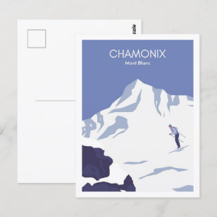 Postal Ilustracion de viajes Chamonix Mont Blanc France