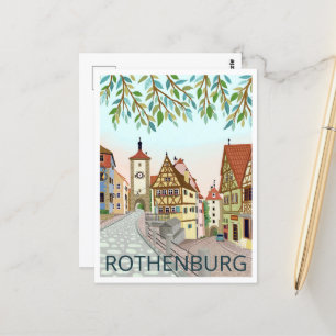 Postal Ilustracion de viajes con vistas a la ciudad de Ro