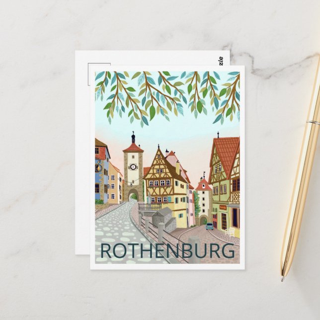 Postal Ilustracion de viajes con vistas a la ciudad de Ro (Anverso/Reverso In Situ)