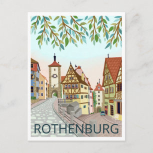 Postal Ilustracion de viajes con vistas a la ciudad de Ro