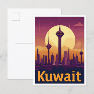 Postal Ilustracion de viajes de arte antiguo de Kuwait