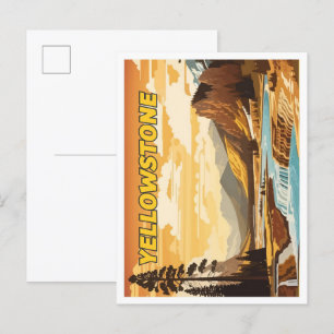 Postal Ilustracion de viajes de arte antiguo de Yellowsto