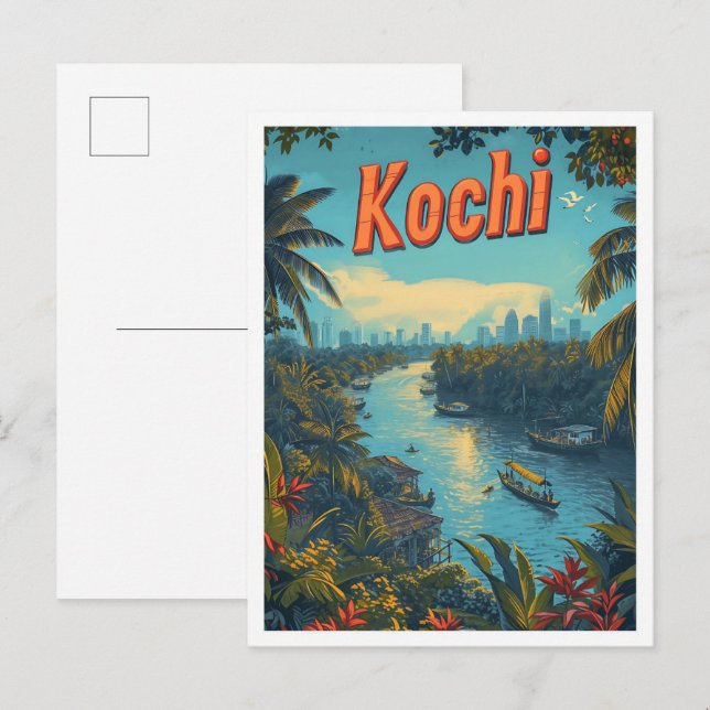 Postal Ilustracion de viajes de arte cosecha de Kochi Ker (Anverso / Reverso)