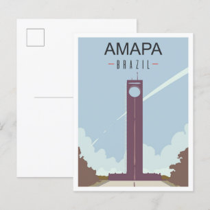 Postal Ilustracion de viajes de arte de Amapa Brasil