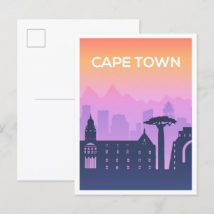 Postal Ilustracion de viajes de arte de Ciudad del Cabo d