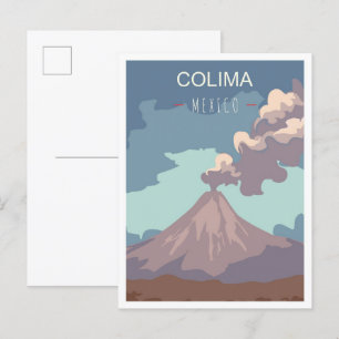 Postal Ilustracion de Viajes de Arte de Colima México