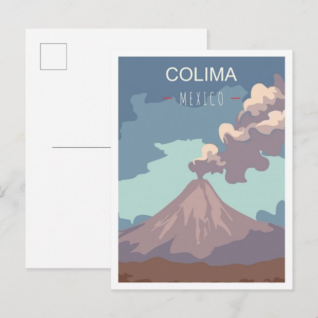 Postal Ilustracion de Viajes de Arte de Colima México (Anverso / Reverso)