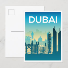 Postal Ilustracion de viajes de arte de Dubai Uni Arab Em