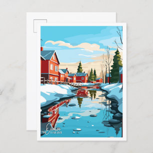 Postal Ilustracion de Viajes de Arte de Finlandia de Oulu