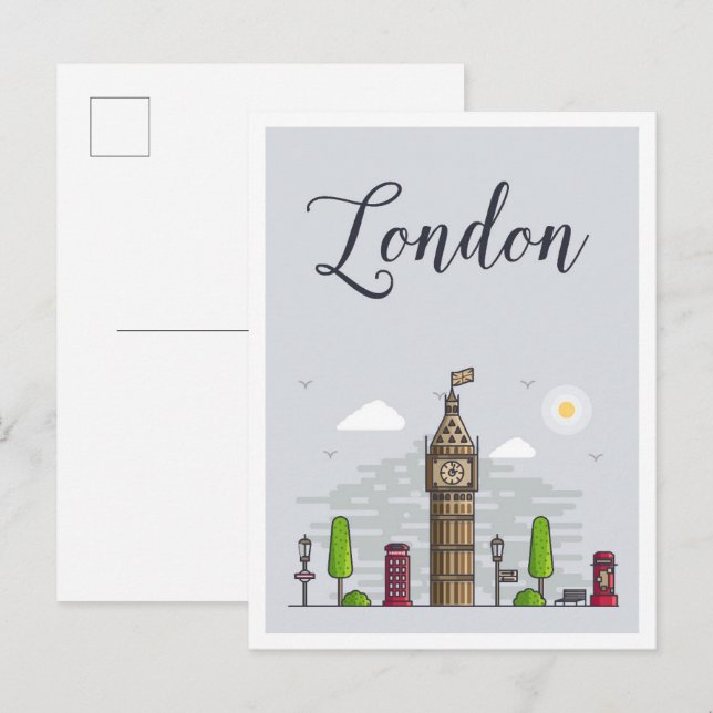 Postal Ilustracion de viajes de arte de Inglaterra en Lon (Anverso / Reverso)