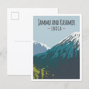 Postal Ilustracion de viajes de arte de Jammu y Cachemira